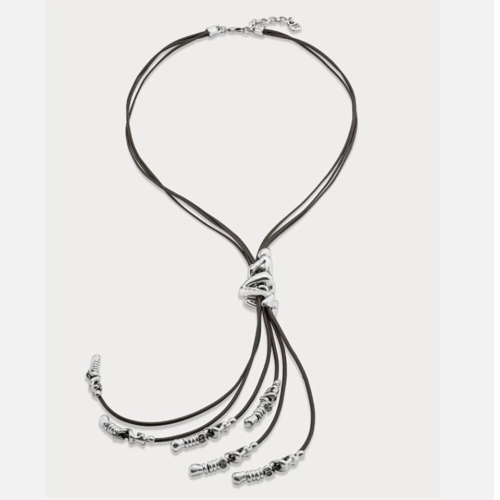 UNO de 50 Leather Silver plated Necklace Skalator Woman Climb BOHO Tassel Dangle